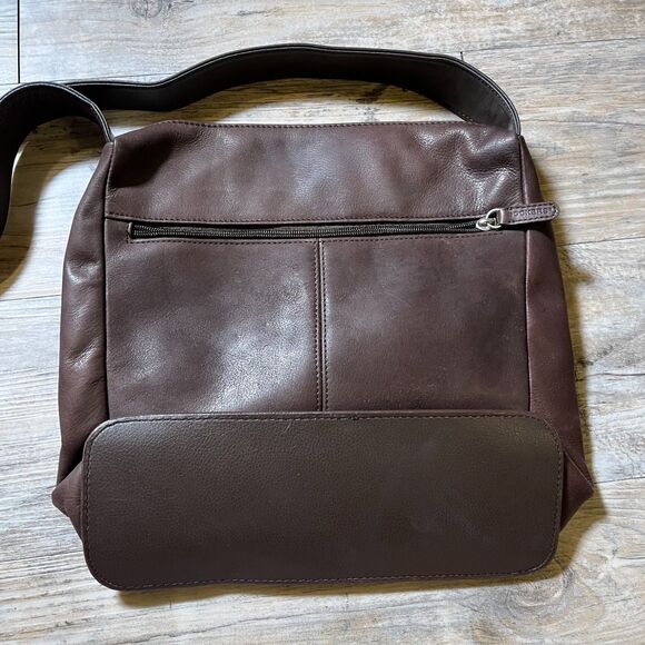 Dockers Leather Bag Brown Dark Shoulder Vintage 90s Like New Zip - Picture 2 of 9